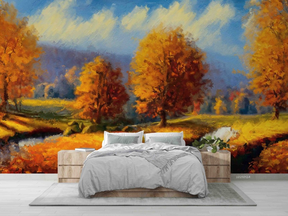 3D Autumn Woods Watercolor Wall Murals Wallpaper Murals Wall Sticker 6