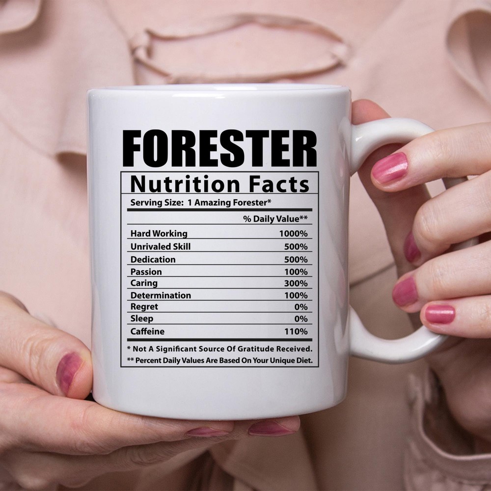 Funny Forester Coffee Mug with Nutritional Facts Design  