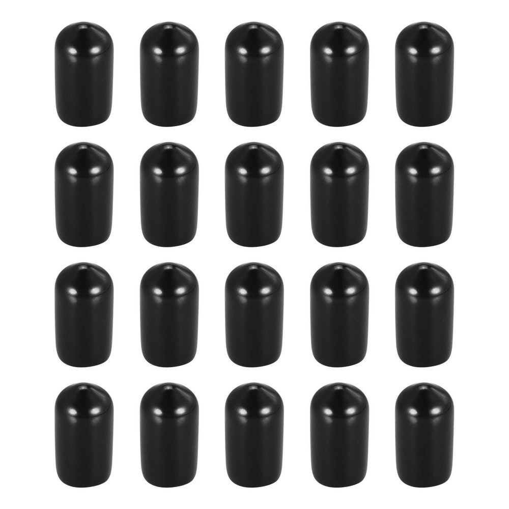 20-Pack 7.5mm Black Rubber Screw Thread End Caps for Bolts