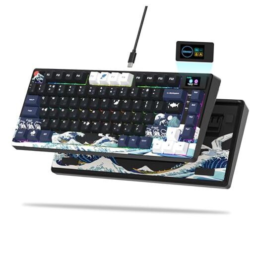 Womier S-K80 75% Keyboard with Color Display in Black Kanagawa Design