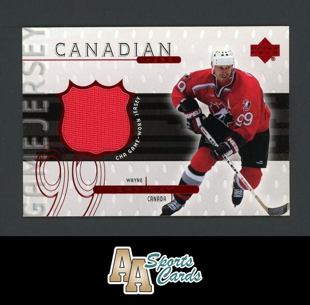 1999-00 UD GAME JERSEY WAYNE GRETZKY CANADIAN HERO #WG3 GAME WORN JERSEY NAGANO