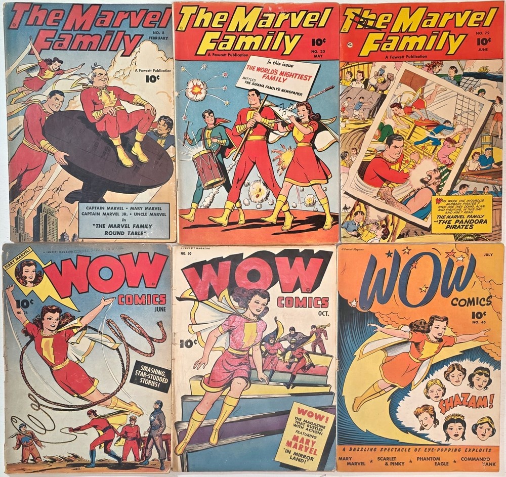 Master Family- WOW Lot☆6 #*VG/FN G/VG Captain Marvel Mary Marvel 1944 Golden Age