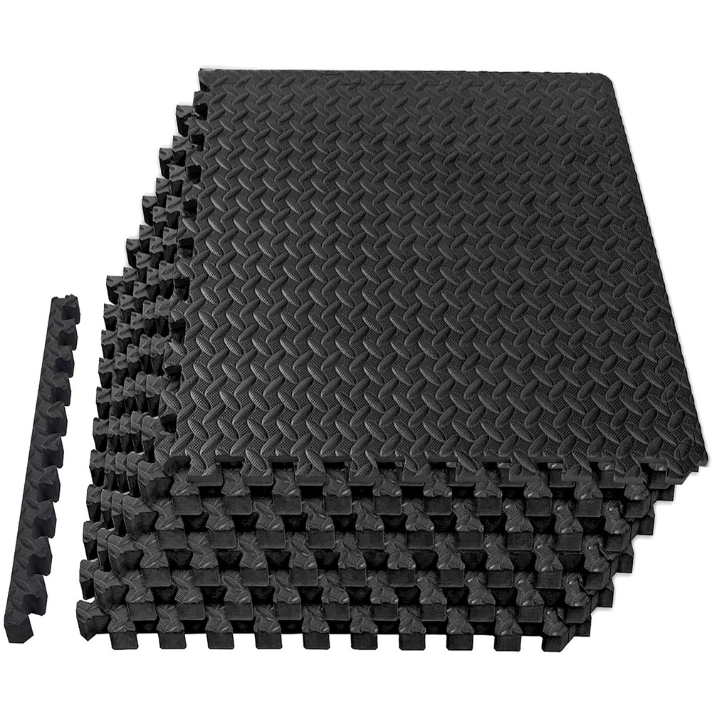 EVA Interlocking Foam Exercise Floor Mats - Set of 6 Tiles for Home Gym
