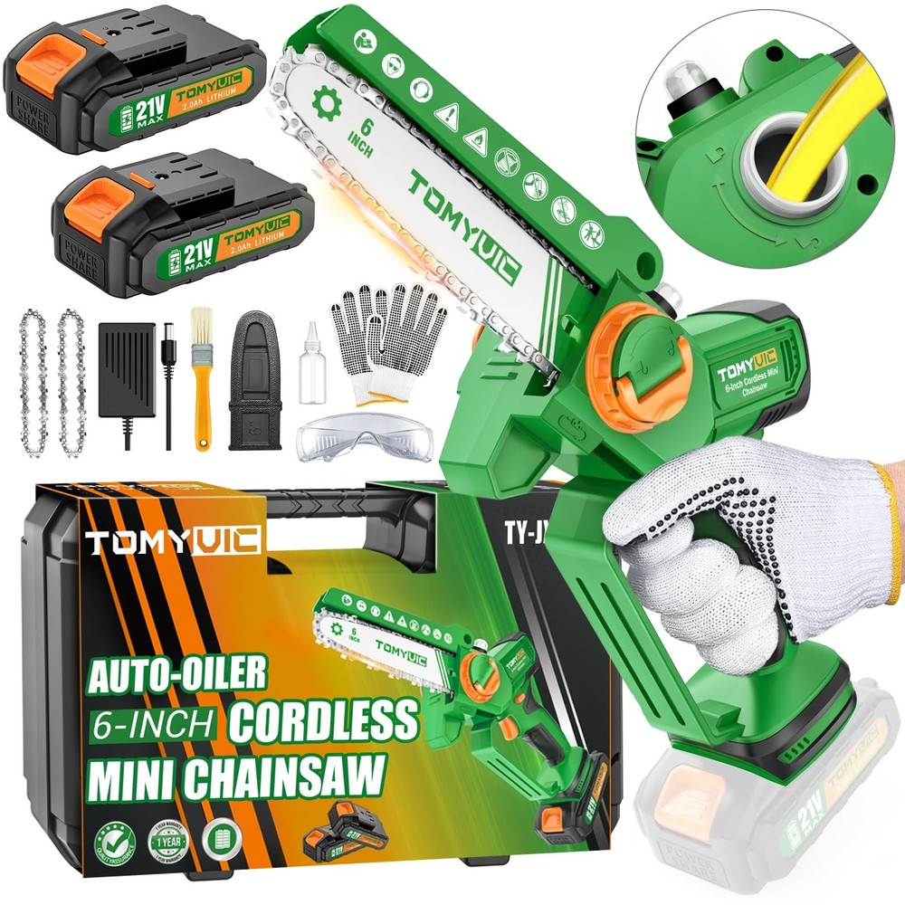 6-Inch Brushless Mini Chainsaw with Auto-Oiler for Home & Garden Use