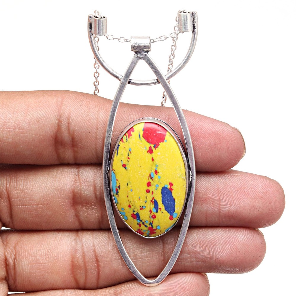 Mosaic Jasper Gemstone Handmade Necklace for Mother’s Day 20 Inches