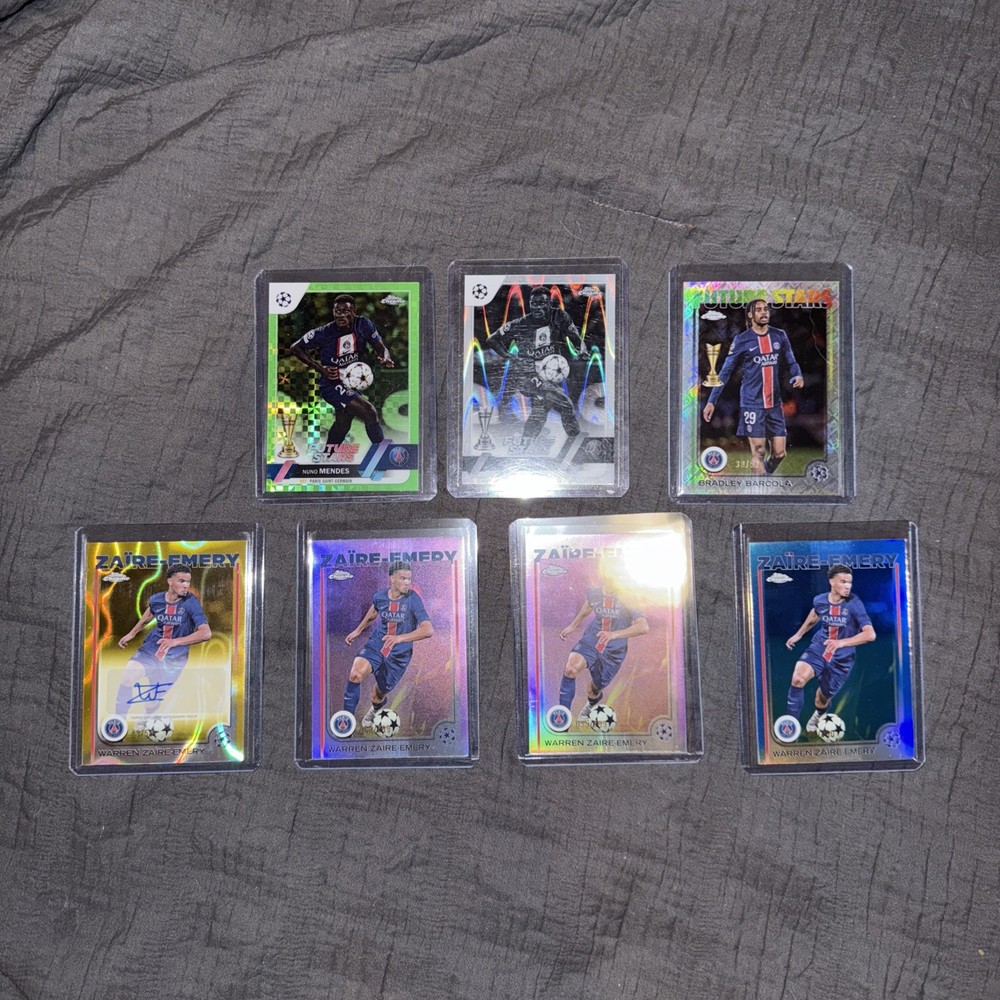 HUGE Topps Chrome PSG Lot- Barcola Topps Fractor /52 Zaire-Emery Auto /50