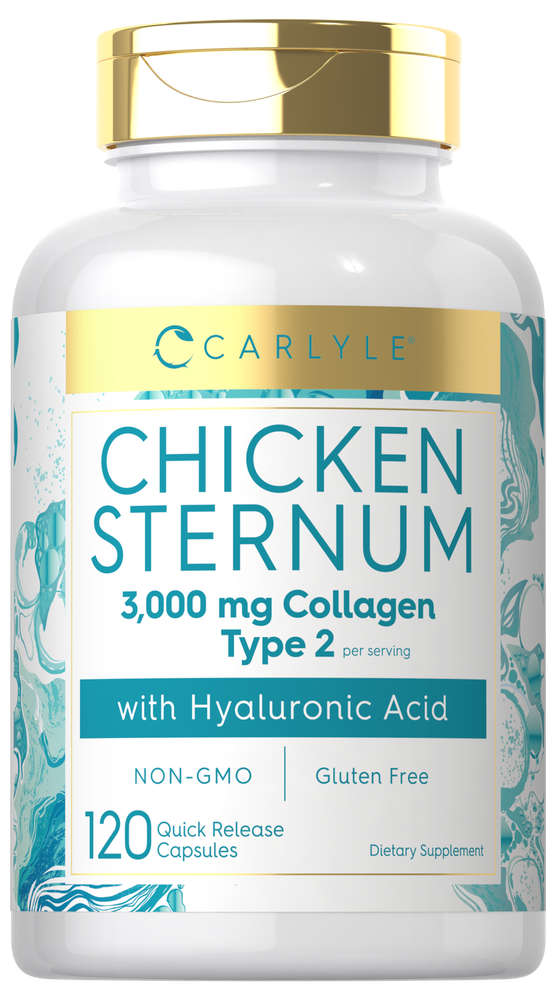 Chicken Sternum Collagen Type II 3000mg | Hyaluronic Acid | 120 Count | Carlyle