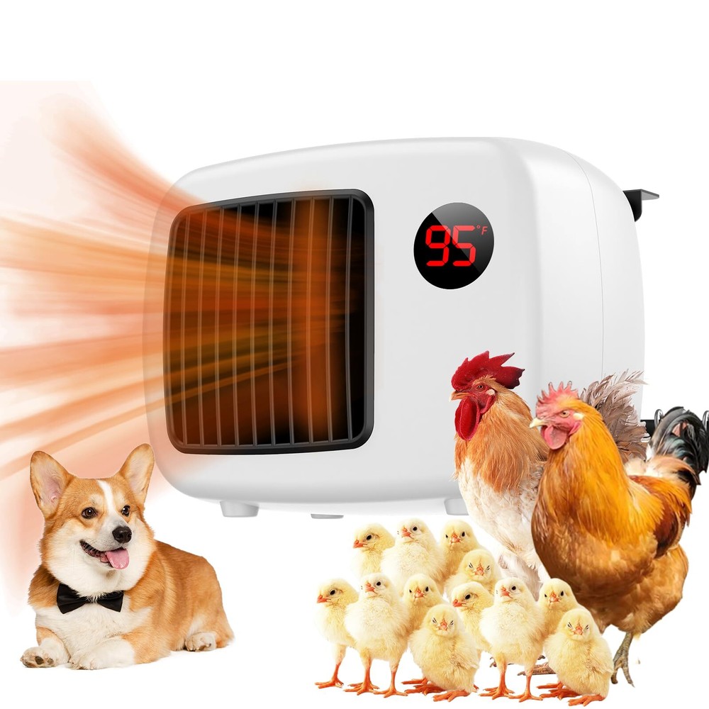 Dog House Heater with Thermostat, 600W/300W Pet Heater for Outside Winter Ins...