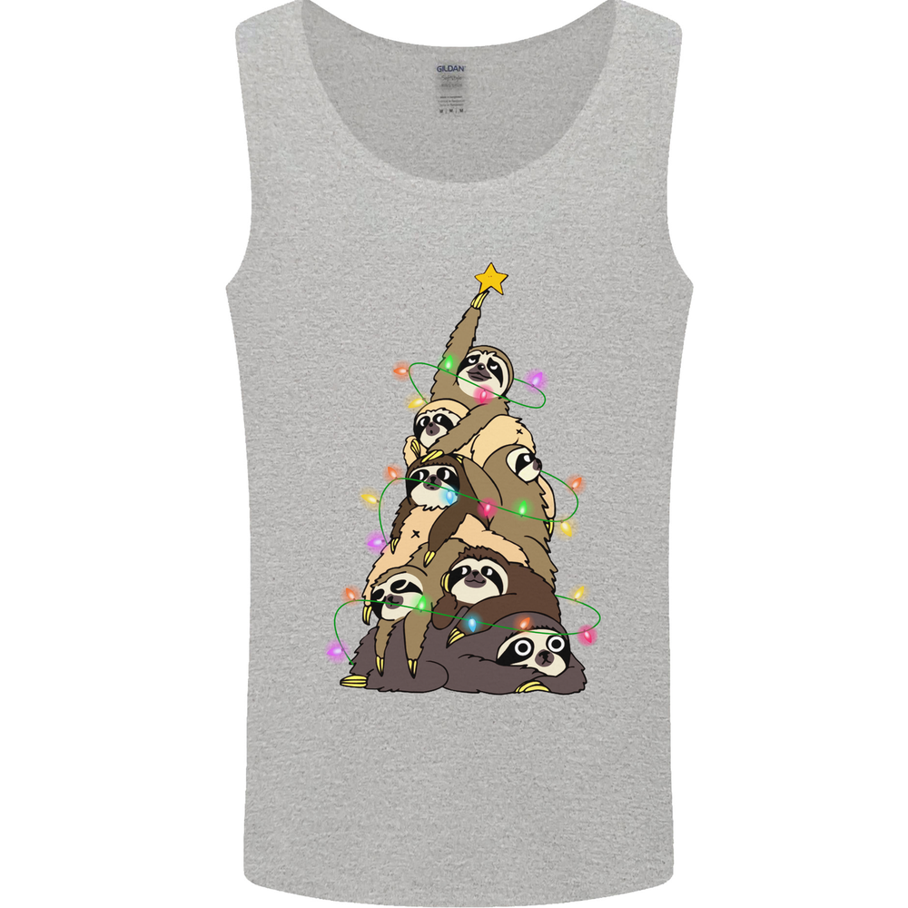 Christmas Sloth Tree Funny Xmas Mens Vest Tank Top