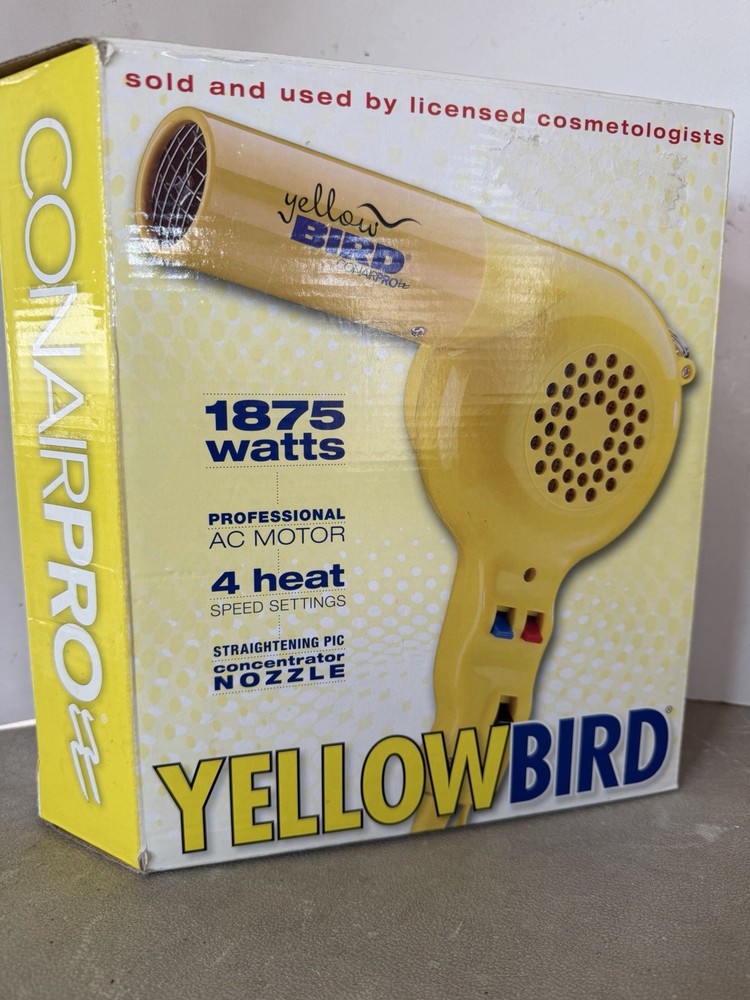 Conair Pro Yellow Bird Hair Dryer – Vintage Salon Blow Dryer, New Open Box