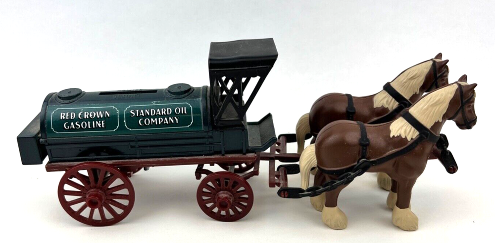 Horses and Tank Wagon Bank Standard Oil Amoco Red Crown Gasoline Car Truck Fans