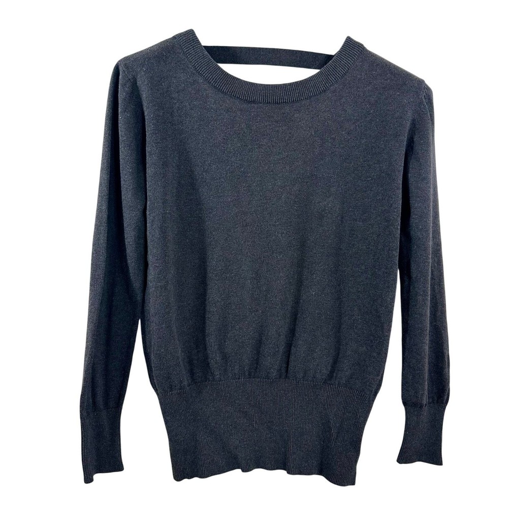 Pact Organic Women's Sweater Gray 100% Organic Cotton Open Back Pullover Size S