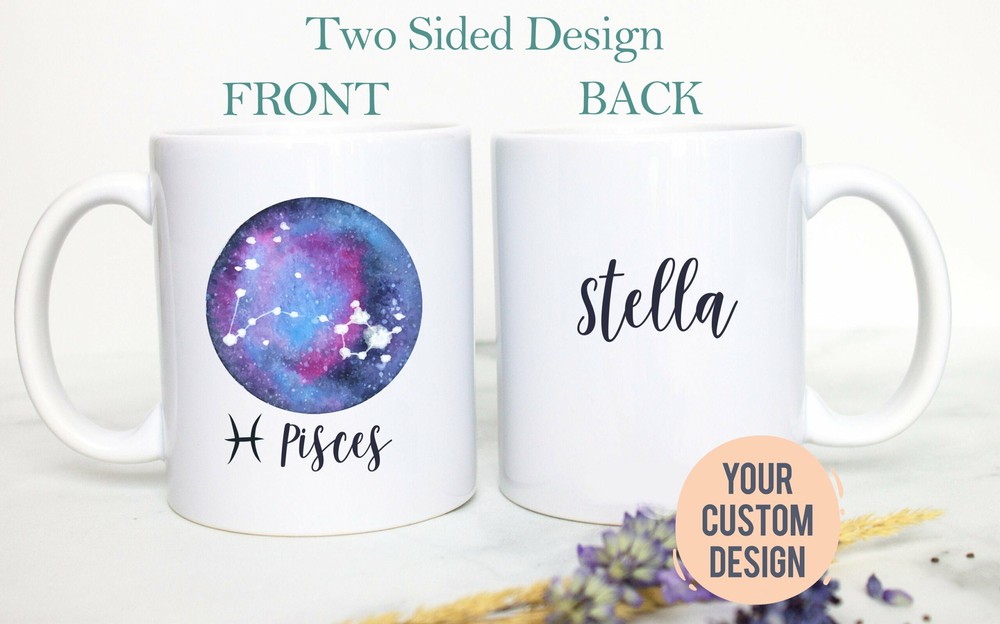 Pisces Mug Personalized Name Zodiac Mug Gift For Her Custom Name Mug Pisces Gift