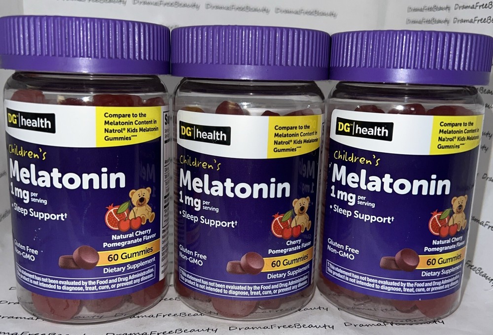 3 X Children's MELATONIN Sleep Support 1mg. 180 Gummies Cherry Pomegranate 03/26