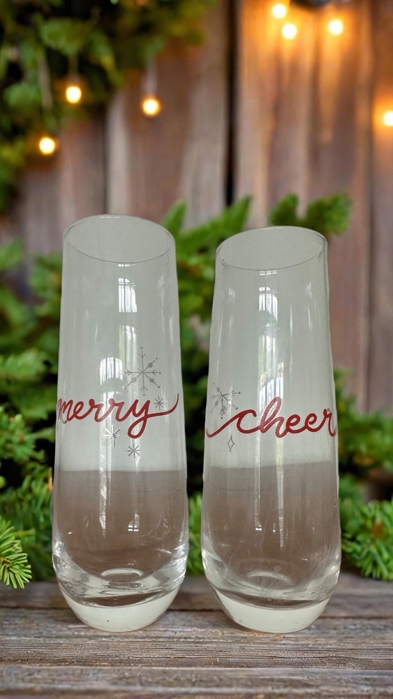 Merry & Cheer Holiday Set of 2 Festive Glasses