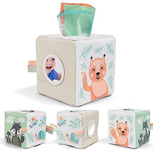 Fun Baby Tissue Box with Stimulating Mirror For Endless Entertainment - Soft ...