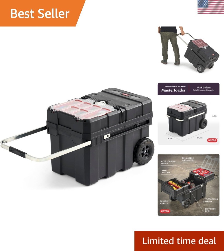 Masterloader Rolling Tool Box with Locking System for Easy Tool Organization
