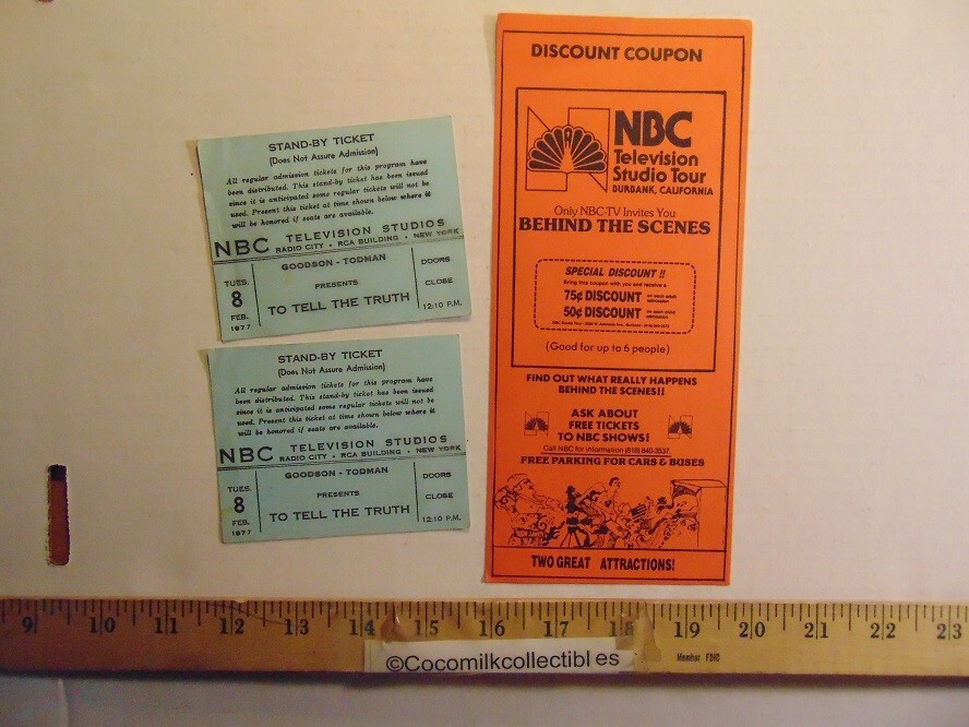 Vintage NBC Television Studio Stand-By Tickets Feb 1977 & Discount Coupon-image
