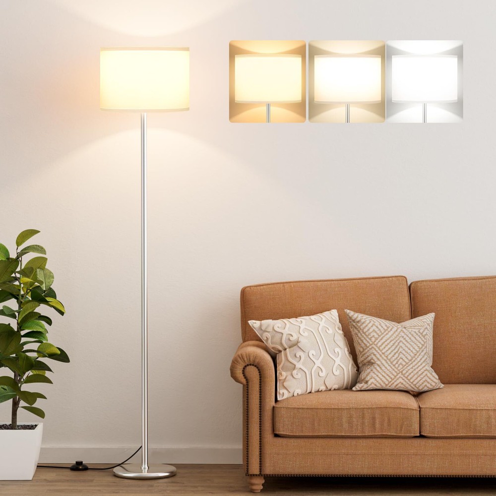 60'' Modern Floor Lamp with Shade, Tall Lamps for Living Room, Bedroom, Offic...