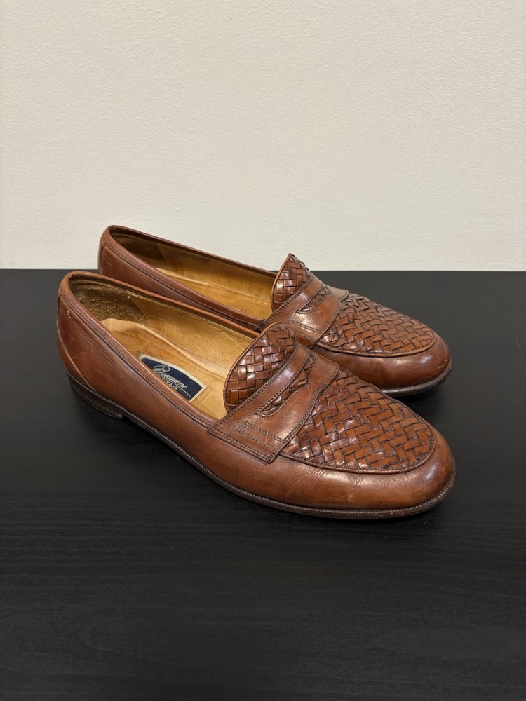 Bragano Cole Haan Woven Leather Penny Loafers Italy Slip On Shoes Men’s 11.5