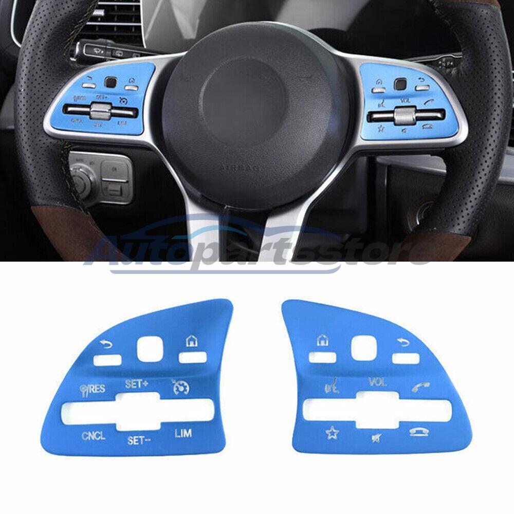 Fit For Benz GLE GLS 2020-2022 Blue Aluminum Steering Wheel Frame Cover