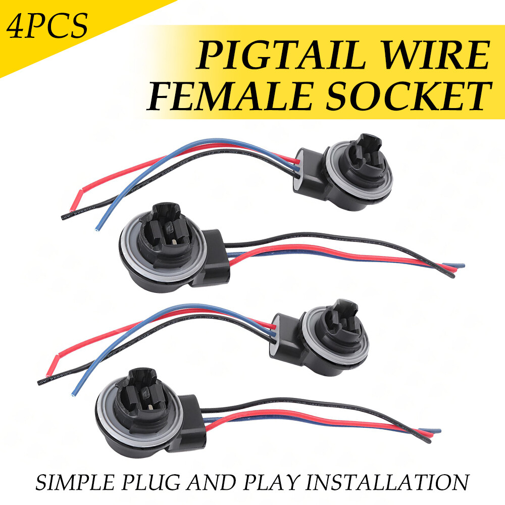 4x Turn Signal Brake Light Tail Wire Harness for 3157 4157 Type Socket LED Bulb
