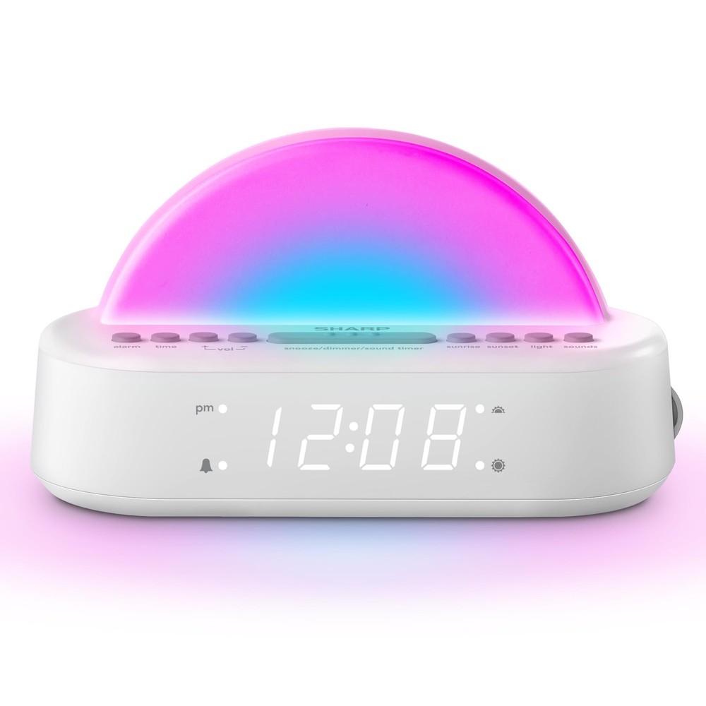 Sunrise Alarm Clock with Gentle Wake-Up Light Sunset Simulation 5 Natural Sounds FM Radio