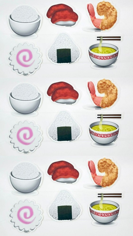 Emoji Stickers Asian Snacks Big Assorted Stickers Pack 6 pcs, Lot of 3