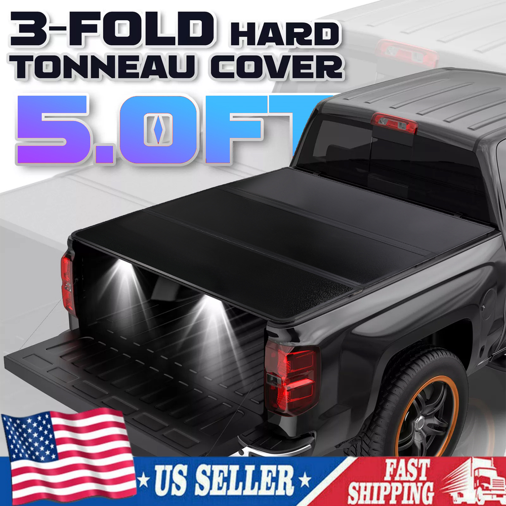 2019-2025 Ford Ranger 5FT Truck Bed Hard Folding Tonneau Cover Waterproof 3-Fold