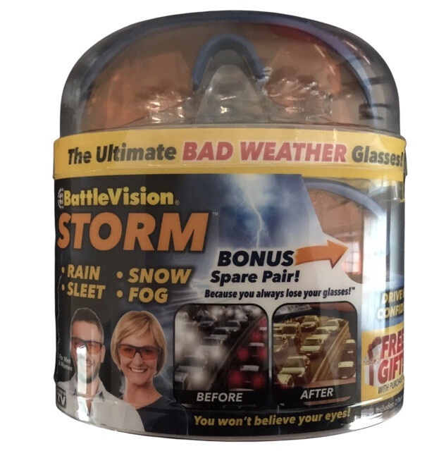 BattleVision Storm Men's Weather-Resistant Glasses - Blue Frame & Yellow Polarized Lenses, 2-Pack  