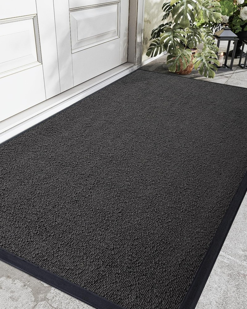 DEXI Front Door Mat Outside Entrance, Heavy Duty Rubber Doormat, Stain and Fa...