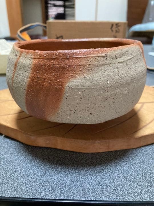 Kuni Kanashige Bizen Ware Tea Bowl 10cm Hidasuki Japan Art Used Brand New