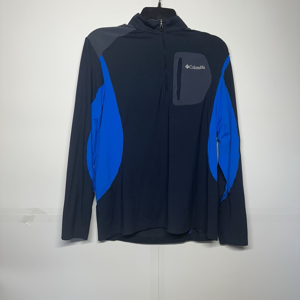 Columbia Sportswear Men’s Medium Blue Black Quarter Zip Pullover Jacket