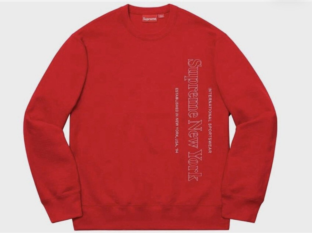 Supreme Side Logo Crewneck Red Men’s Medium Authentic 100% Cotton Sweatshirt