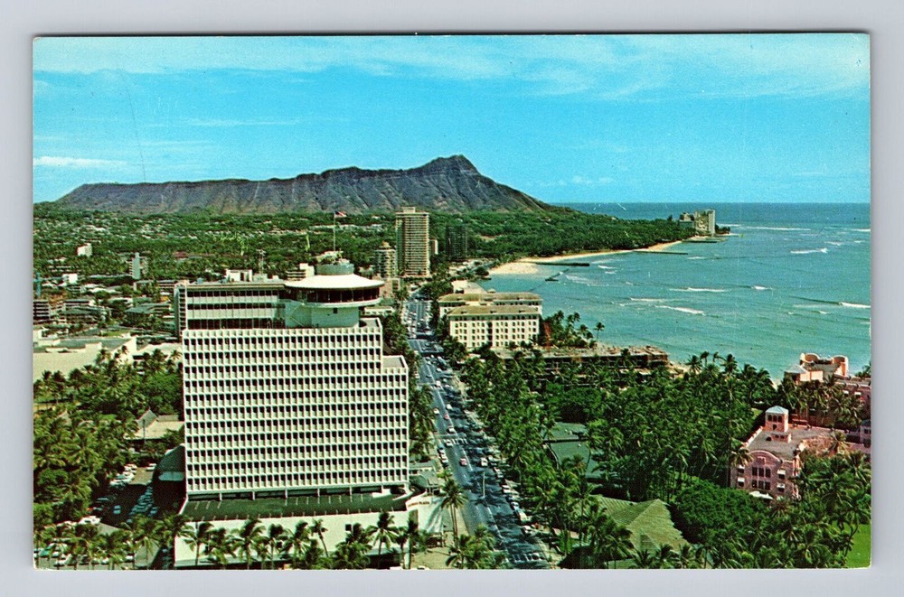 Waikiki HI-Hawaii, Diamond Head, Waikiki Business Plaza, Vintage Postcard