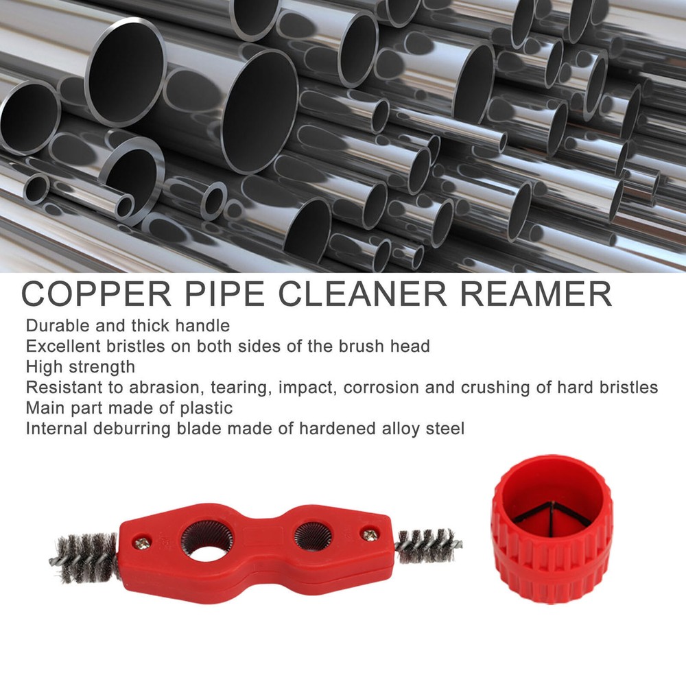 Red Color Copper Pipe Cleaner Reamer with Pipe Cleaning Brush Copper Pipe Polish