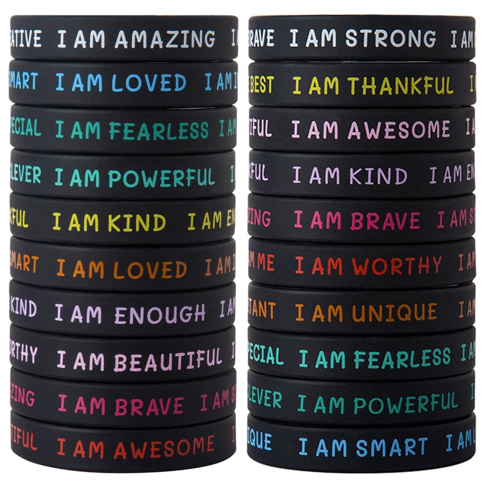 20 Pieces Students Inspirational Wristbands Rubber Bracelets Fun Motivational...