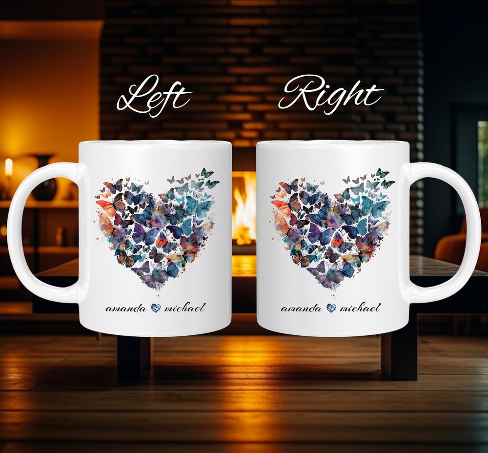 Personalized Couple Heart Mugs for Valentine's Day & Anniversaries