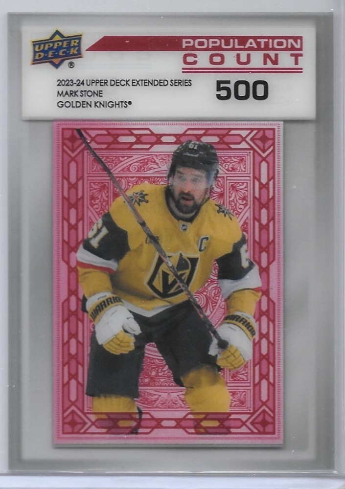 Mark Stone 23-24 UD Ext. Pop. 500 Acetate SSP Insert Knights Hockey