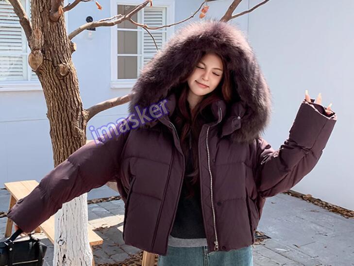 Chic Women's Short Duck Down Coat with Fur Collar & Hooded Design