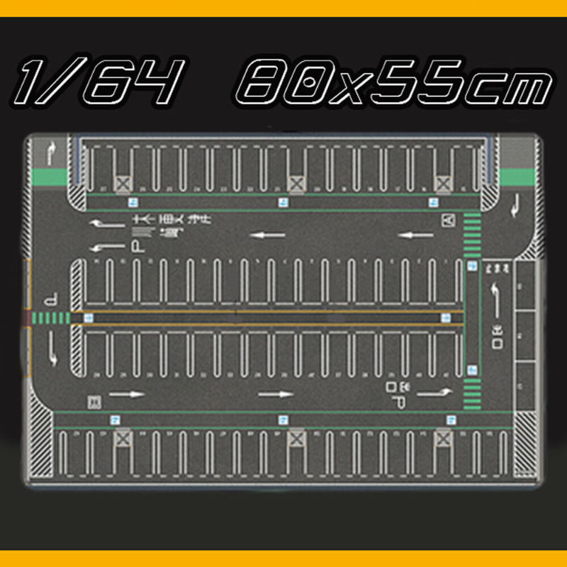1/64 Scale Diorama Parking Lot Mat for Model Cars Large Garage Display Mouse Pad