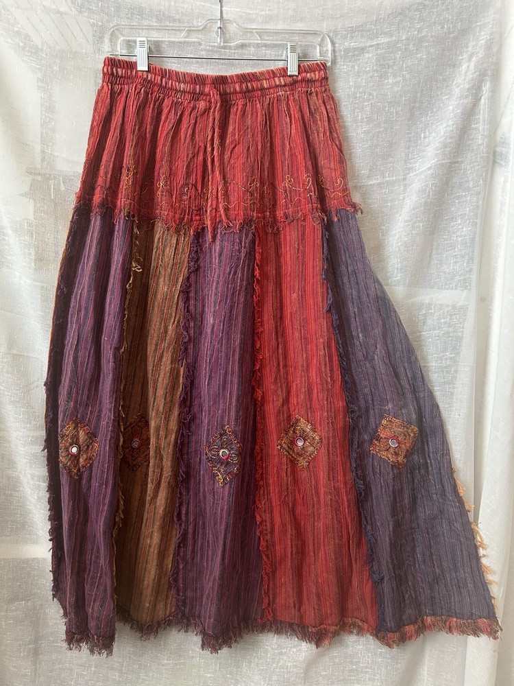 Vibrant Pleated Dance Skirt with Mirrored Diamond Accents 100% Cotton