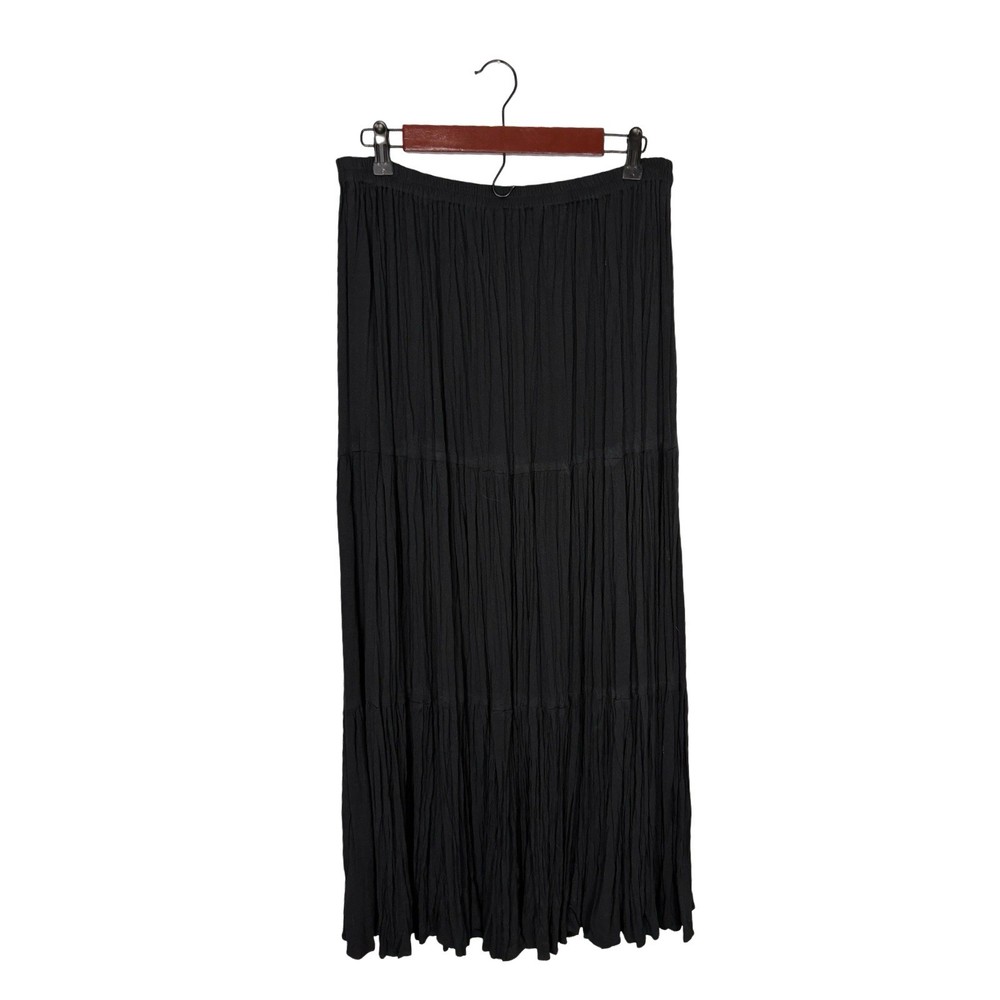 Double D Ranch Crinkle Broomstick Maxi Skirt Black Large USA Western Boho Witchy