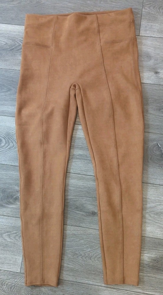 SPANX XL Faux Suede Camel Leggings Thick Timeless Classic Pants