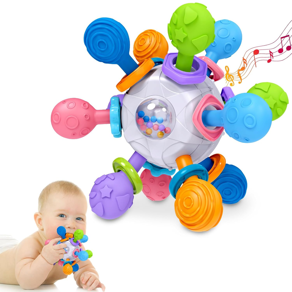 Baby Teething Toys for 0-6 6-12 Months Ages 0-2, Tummy Time Montessori Toys for