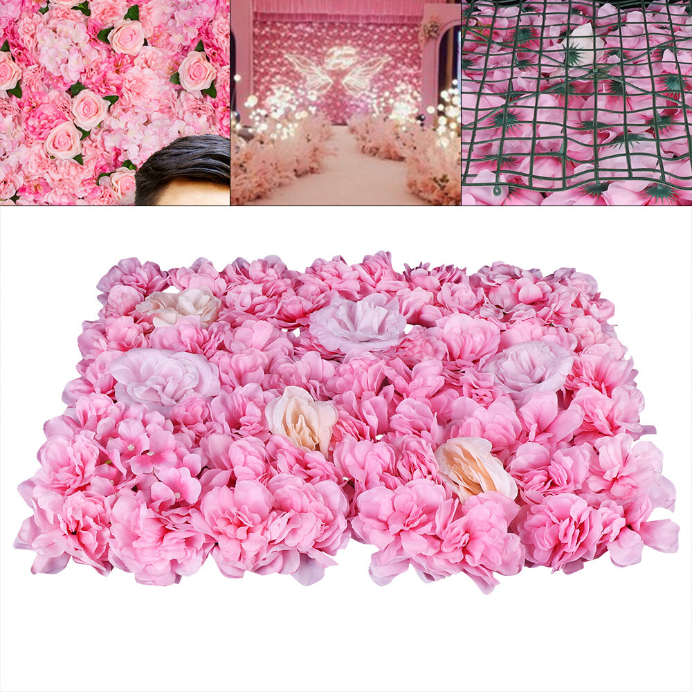 Rose & Hydrangea Artificial Flower Wall Panel Wedding Party Backdrop Decor 12Pcs
