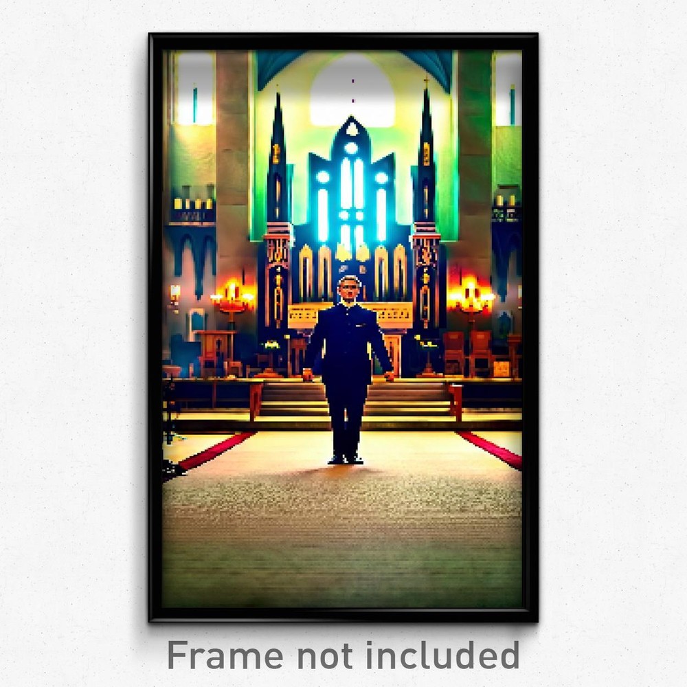 8 Bit Synagogue Pixel Art Poster - Psychedelic Trippy Gamer Print