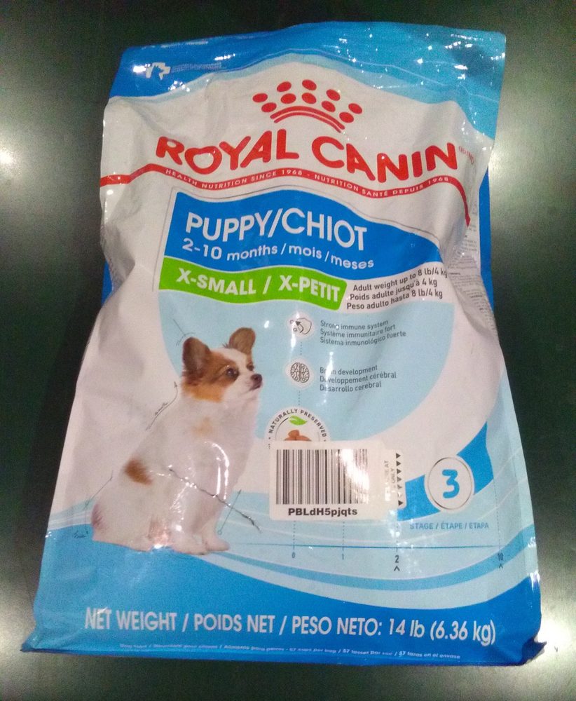 Royal Canin X-Small Dry Dog Food 14 lb. Damaged bag Puppy Chow Nutrition