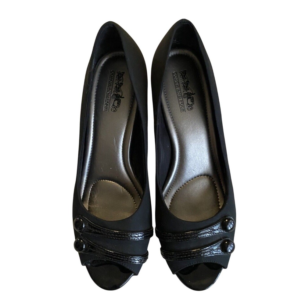 Coach & Four Women's Size 8.5 Black Open-Toe Heels with Comfort Insoles