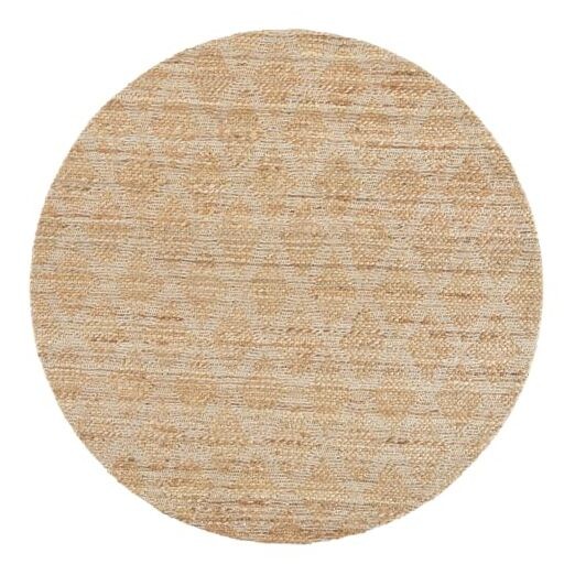 Sol Interwoven Diamond Hand-Knotted Flatwoven 100% Natural Jute Round Rug